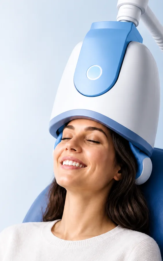 Patient during a TMS therapy session